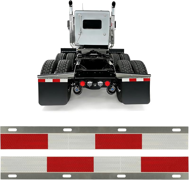 24"x3" Mud Flap Reflector Compatible with Semi Truck and Semi Trailer W/Reflective Tape Aluminum Silvery Pair Mud Flap Hanger