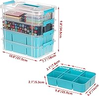 Vista 3 de JUXYES 4-Tiers Stack Carry Storage Box With 2 Divided Tray, Transparent Stackable Storage Bin With Handle Lid Latching Storage Container for School