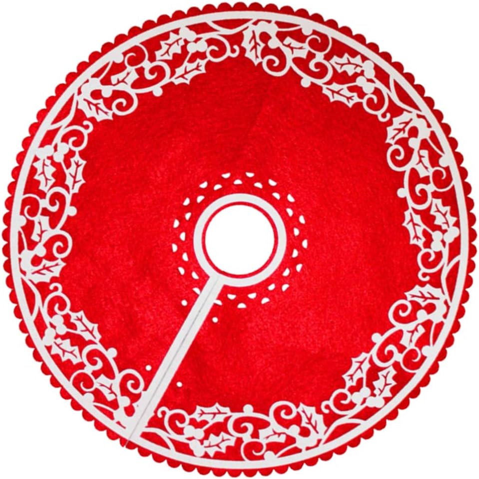 VOSAREA 30cm Christmas Tree Skirt Red Tree Base Holiday Xmas Tree Mat Decoration for Party Festival Home Ornament