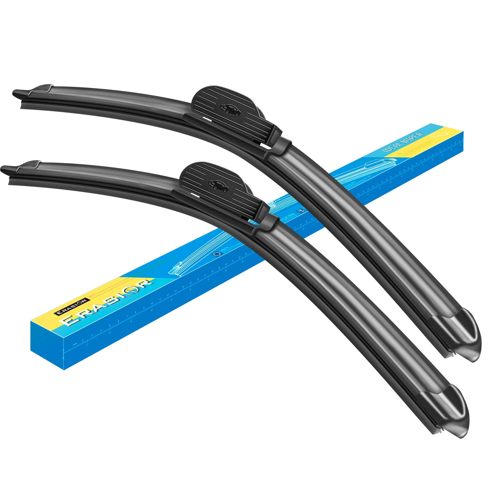 Erasior Windshield wiper blades, 24" + 19" Beam Wiper Car Front Window J U Hook Wiper Blade (set of 2)
