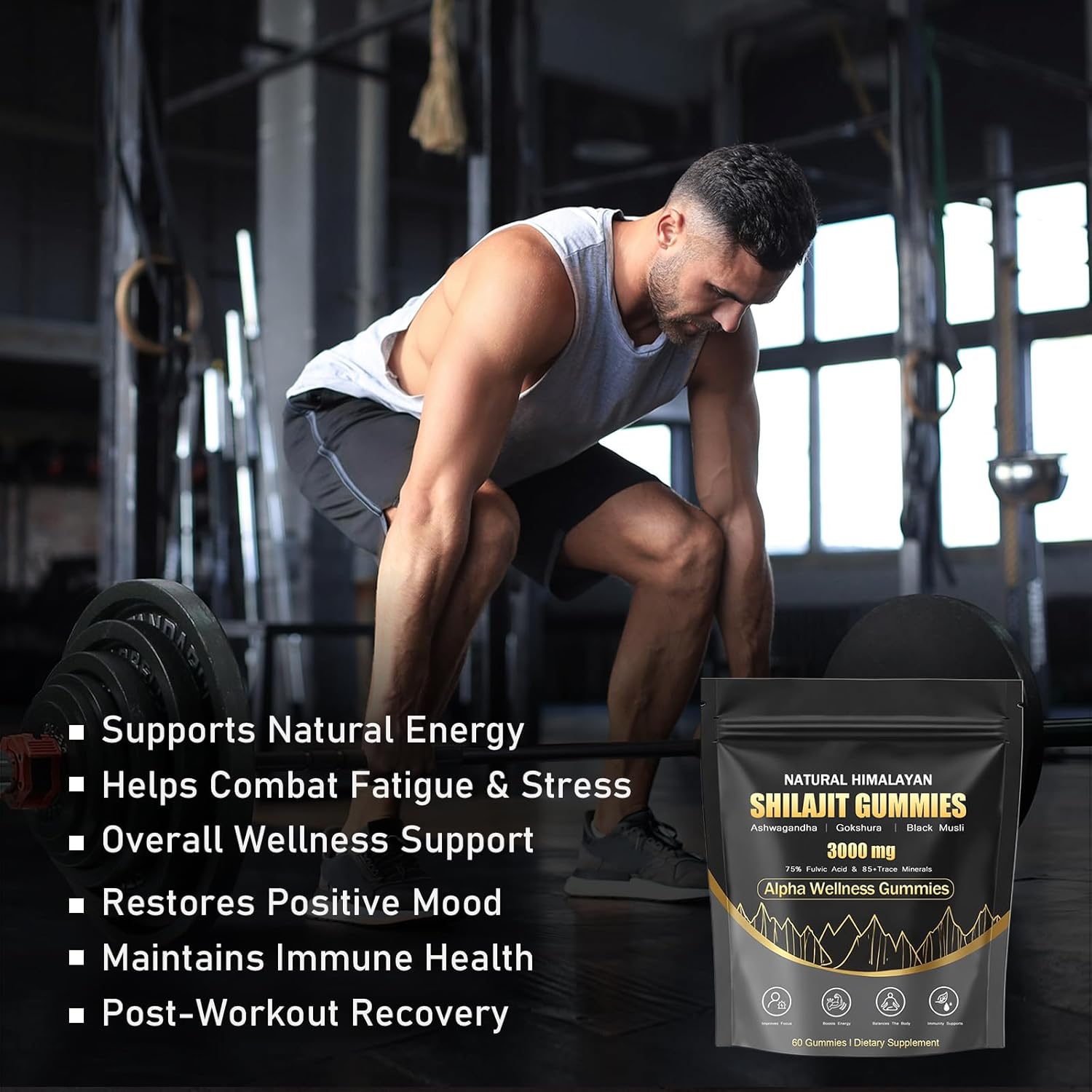 Puranutra Shilajit Gummies, Natural Himalayan Shilajit Gummies for Women & Men, with Ashwagandha, Gokshura, Black Musli, 75% Fulvic Acid, 85+Trace Minerals, Non-GMO, 100% Natural, 60 Gummies - Image 3