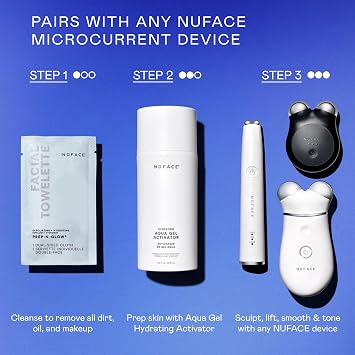 NuFACE Aqua Gel Activator - Microcurrent Conductive Gel & Activator Powered by IonPlex & Hyaluronic Acid to Enhance Results of NuFACE Microcurrent Facial Device - Improves Skin Radiance (1.69 oz)