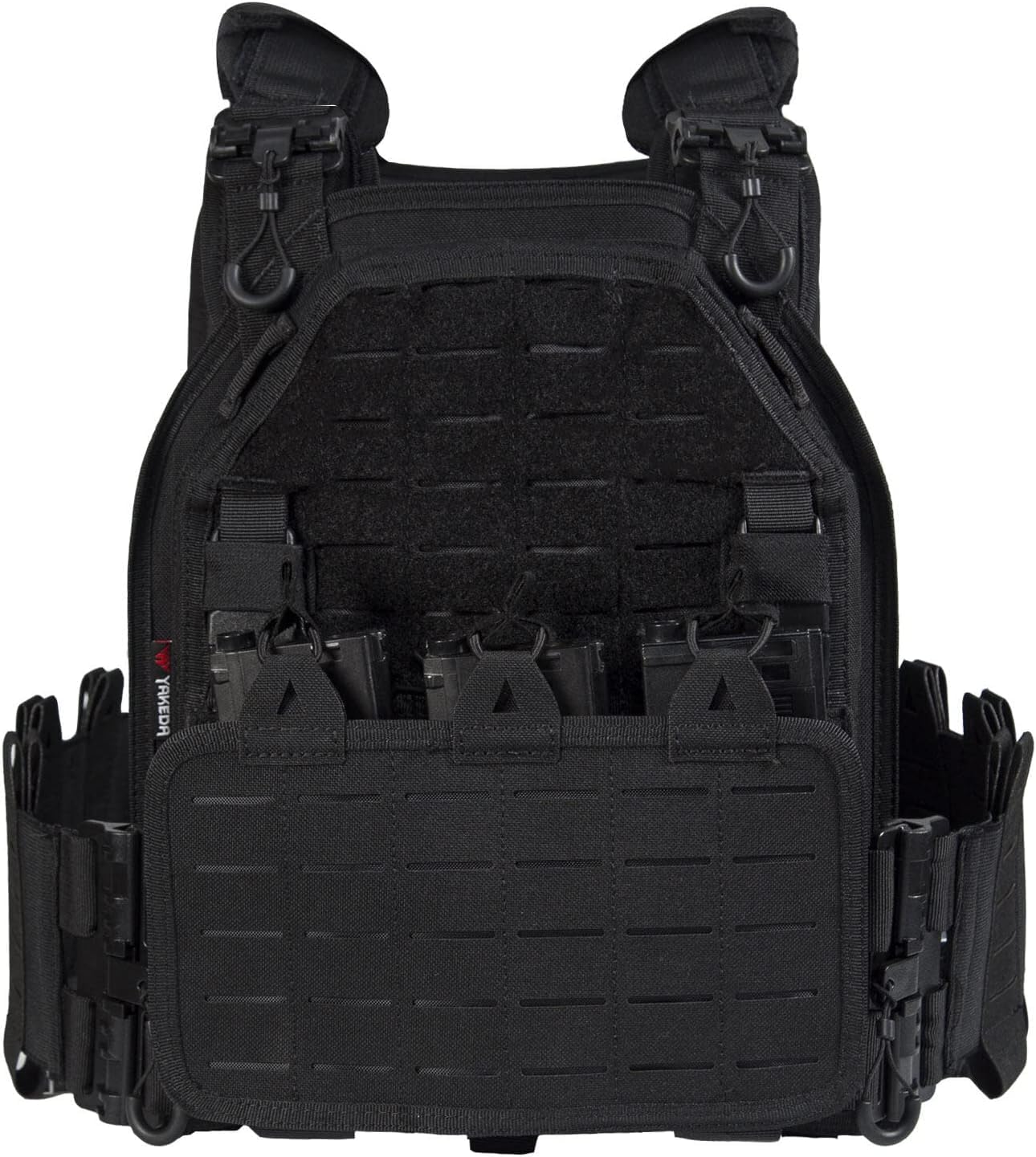 Gilet tactique modulaire noir reglable pour entrainement de tir et chasse sportive