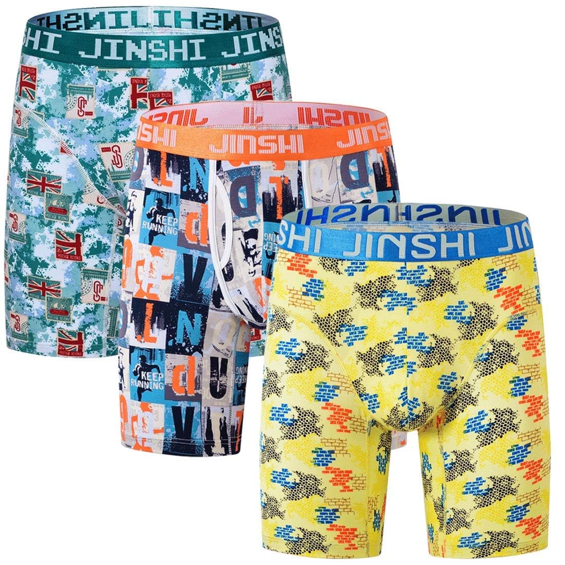 JINSHI Boxer da uomo a gamba lunga in bambù, confezione da 3, confezione da 4, confezione da 5