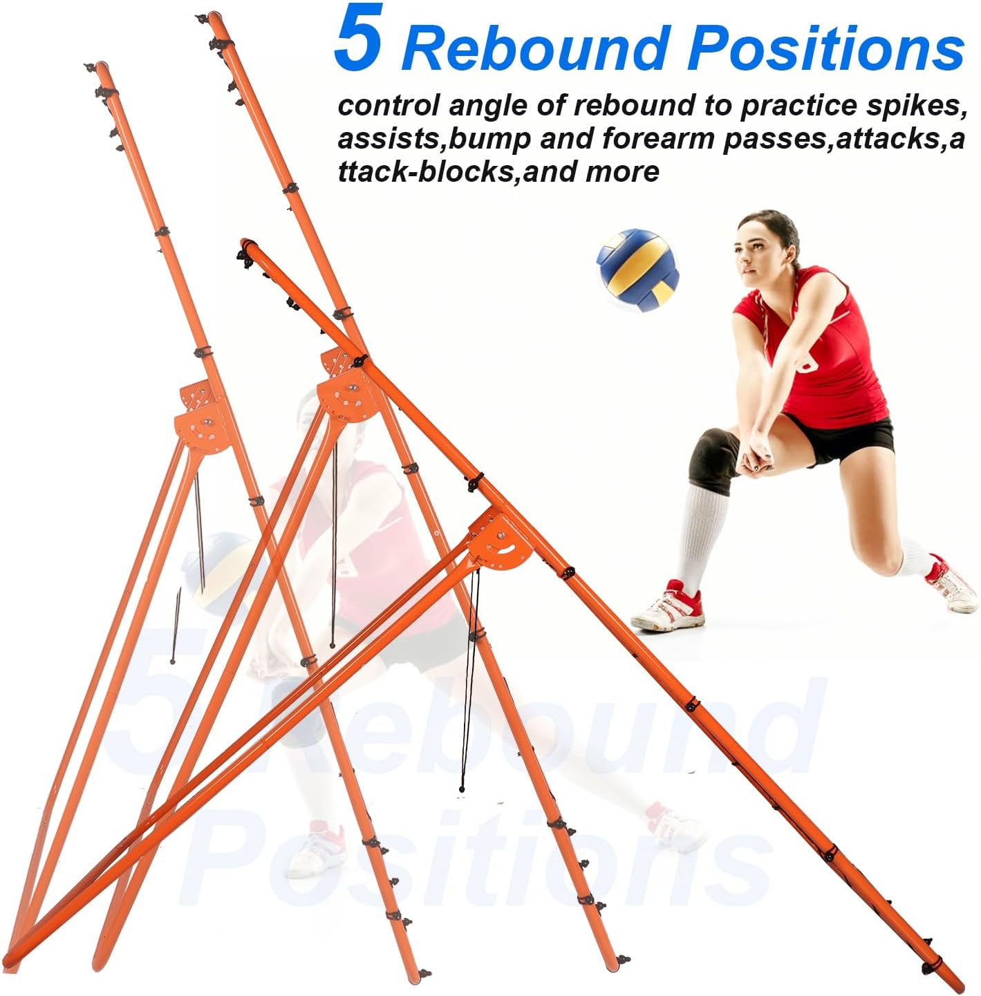 Volleyball Rebounder Net - 4x7ft with 5 Adjustable Angle for Throwing and Pitching Practice,Baseball, Softball and Lacrosse Including a Pair of Wrist Guards