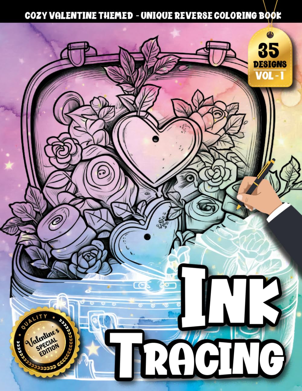 Ink Tracing Book For Adults: A Cozy Love Reverse Coloring and Tracing Book for Adults with Heartwarming Valentine Designs for Stress Relief (Cozy Valentine Tracing Series)