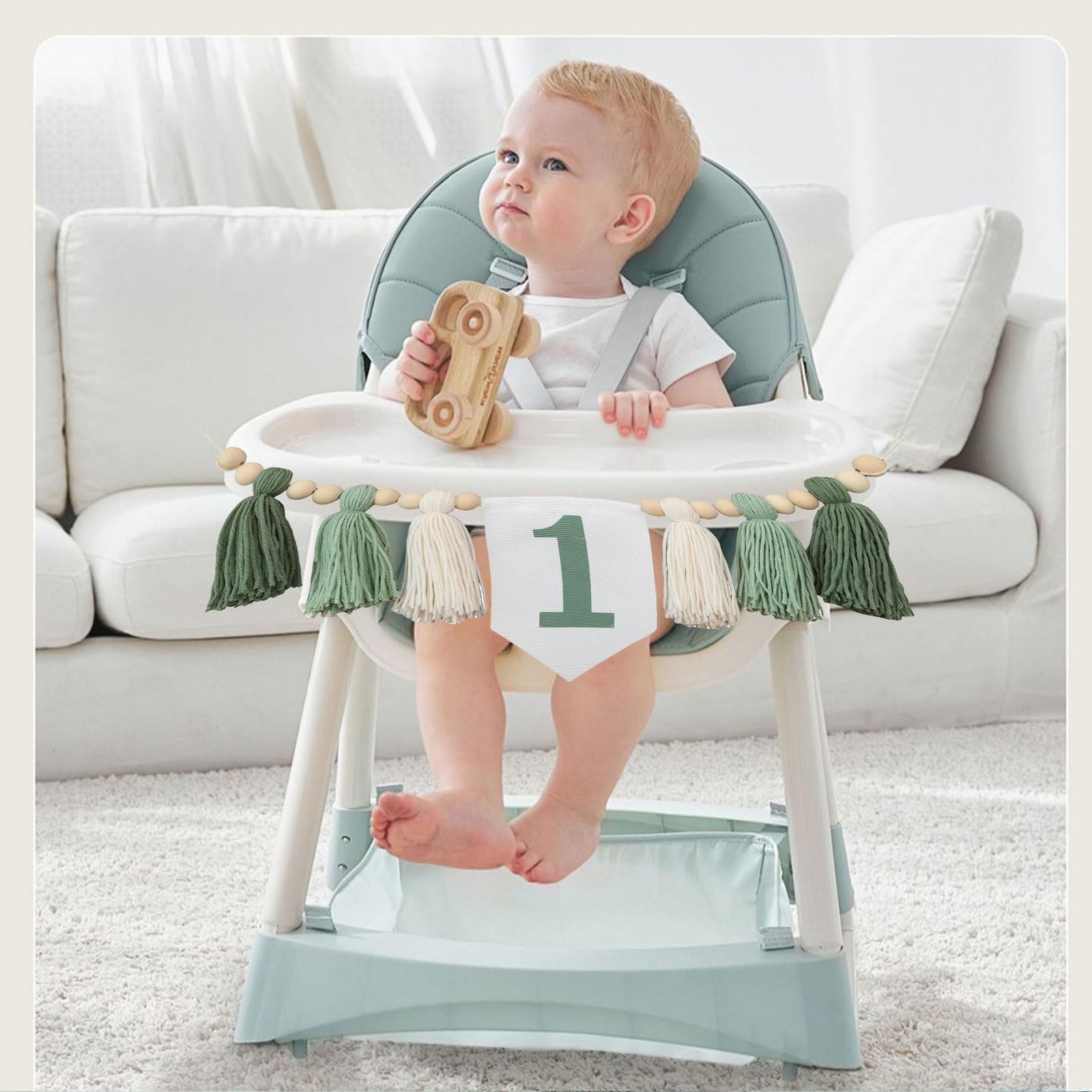 1. Geburtstag Banner Für Hochstuhl – Weihnachts-Deko In Grün & Rot Aus Jute | Baby-Party-Dekoration