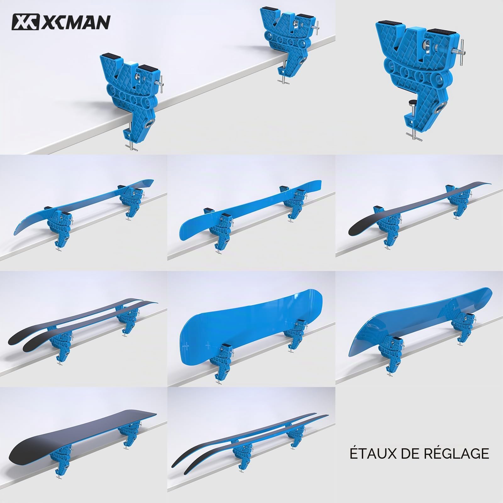 XCMAN Ski and Snowboard Vise for Tuning Waxing Repair, Non-Slip Vice Grips with Horizontal Vertical Tilt Positions