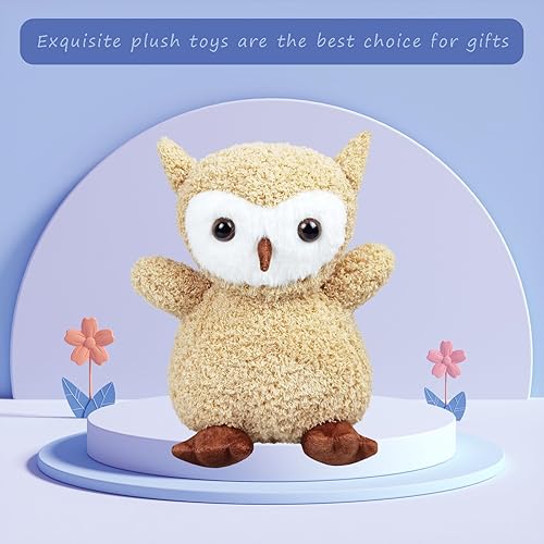Miniatura 3 de Juguete de peluche marrón claro con búho de peluche, suave juguete de peluche para niños y niñas, regalos para niños o novia, 8.5 pulgadas