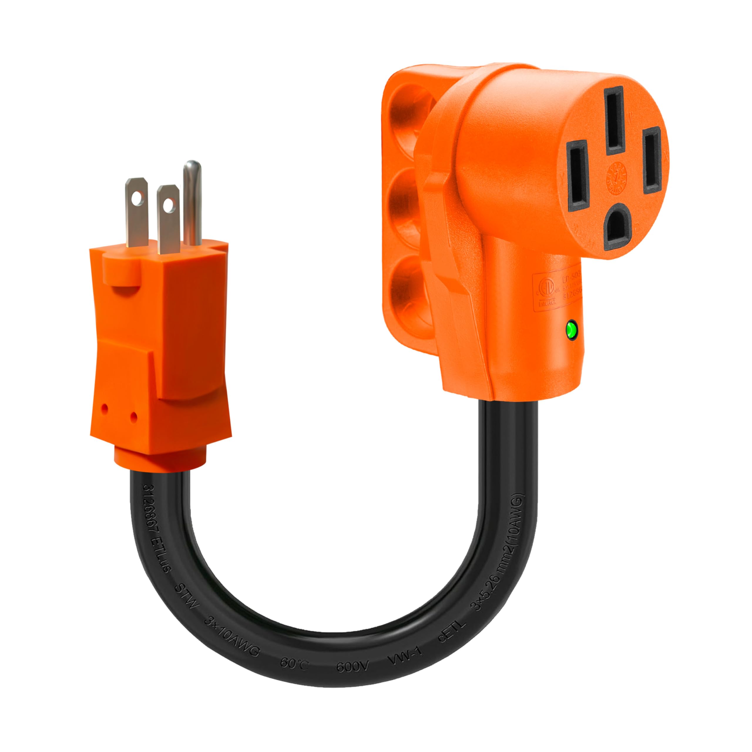 50 Amp to 110 Volt RV Adapter Cord, Dogbone NEMA 5-15P to 14-50R