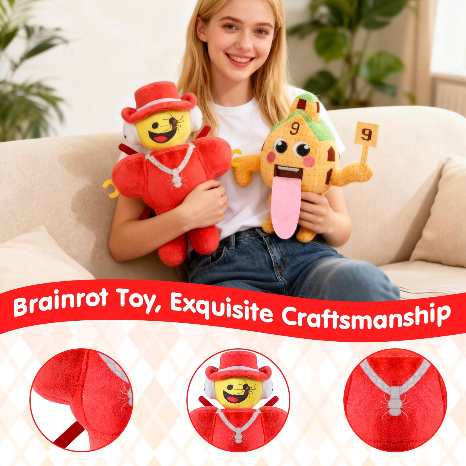 Steal a Brainrot Plush, Adorable 67 Plush Toy Figure Plushies, Italian Strawberry Elephant Brainrot Plush - Image 2