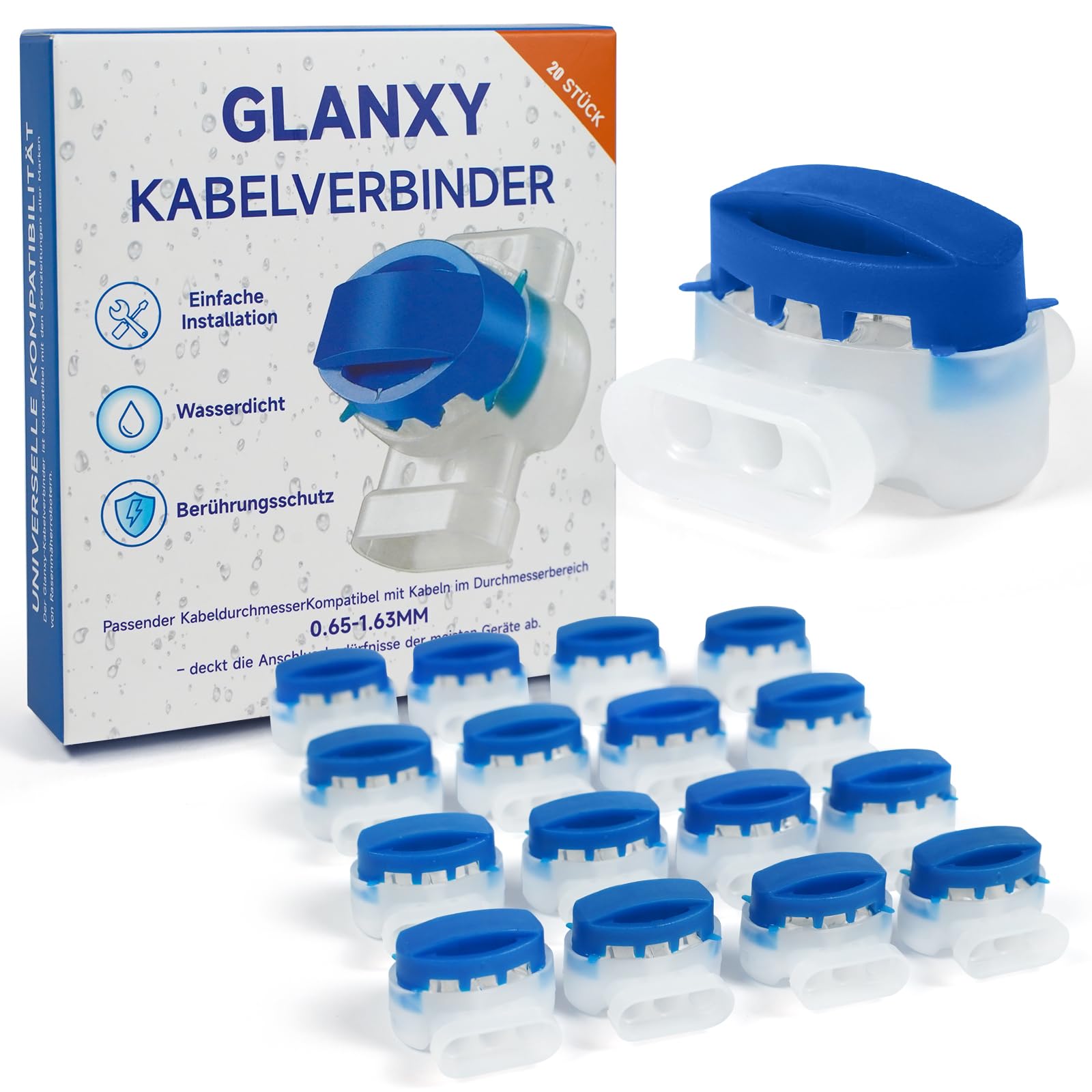 Kabelverbinder für Mähroboter Begrenzungskabel – 20 Stück GLANXY wasserdicht mit Gel Anschlussklemmen Kabelklemmen Verbindungsklemmen kompatibel mit Husqvarna Automower Gardena Rasenroboter im Garten - 2