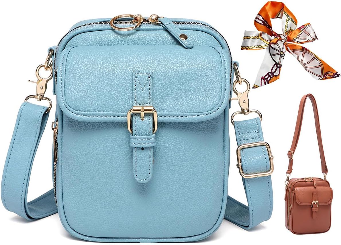 Crossbody Leather Bag, Retro Crossbody Shoulder Bag for Women,Adjustable Large Capacity Anti-Theft Backpack