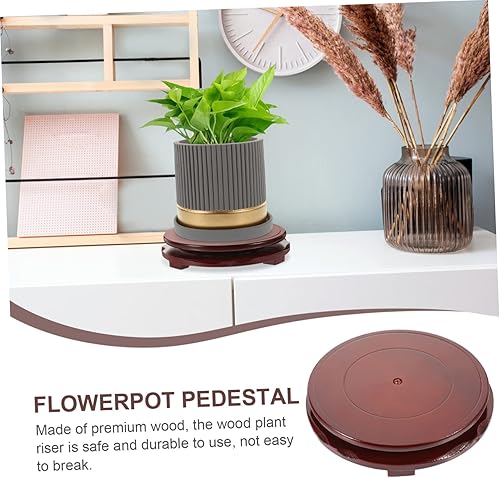 Miniatura 7 de Happyyami Bandeja giratoria de madera, soporte de exhibición giratorio, pedestal de madera, macetas, base de bonsái, soporte de pedestal de madera,