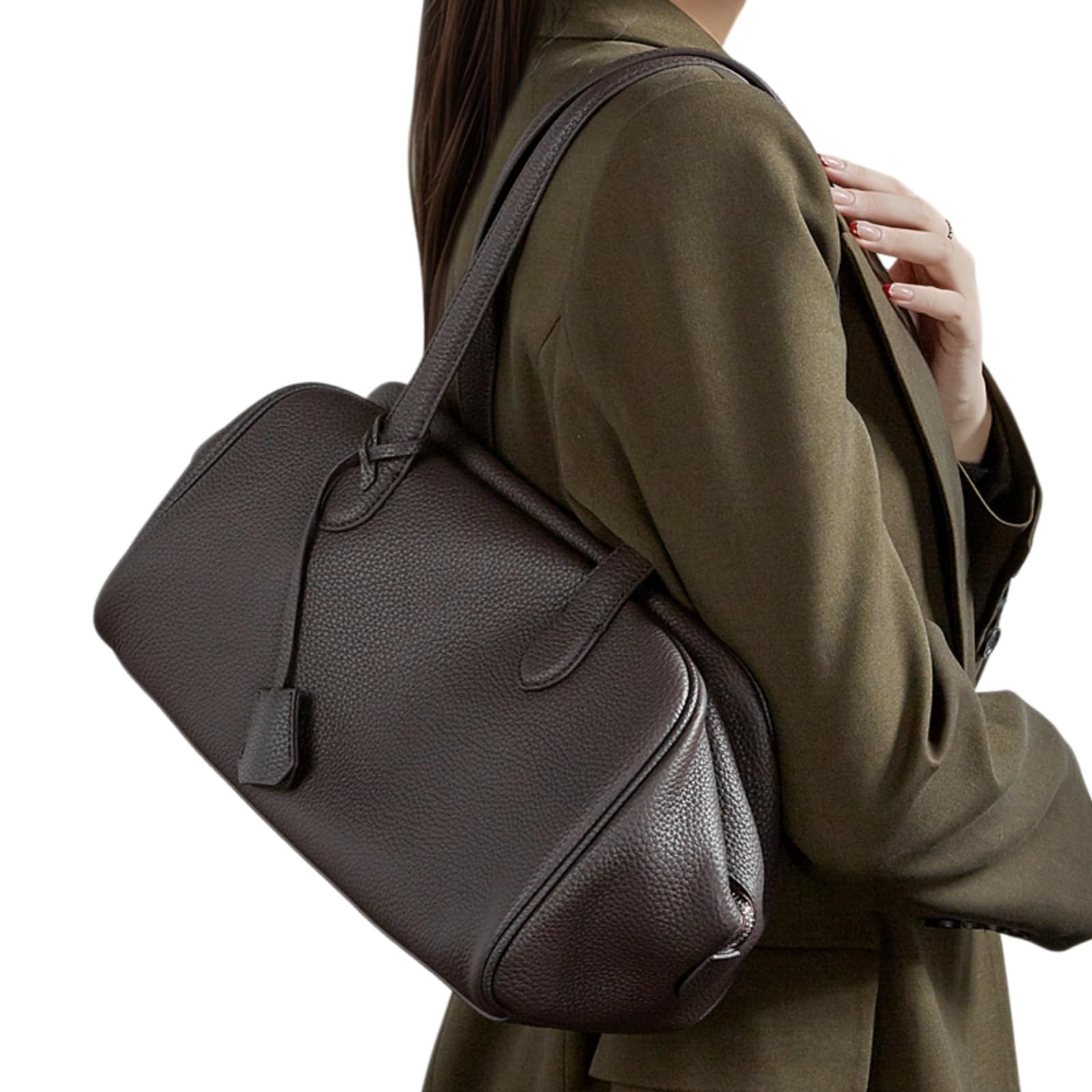 Beauty Case Borsa di Boston in Pelle Genuina delle Donne, A Spalla Cuscino Morbido, Ascelle Grande capacità per Il Lavoro