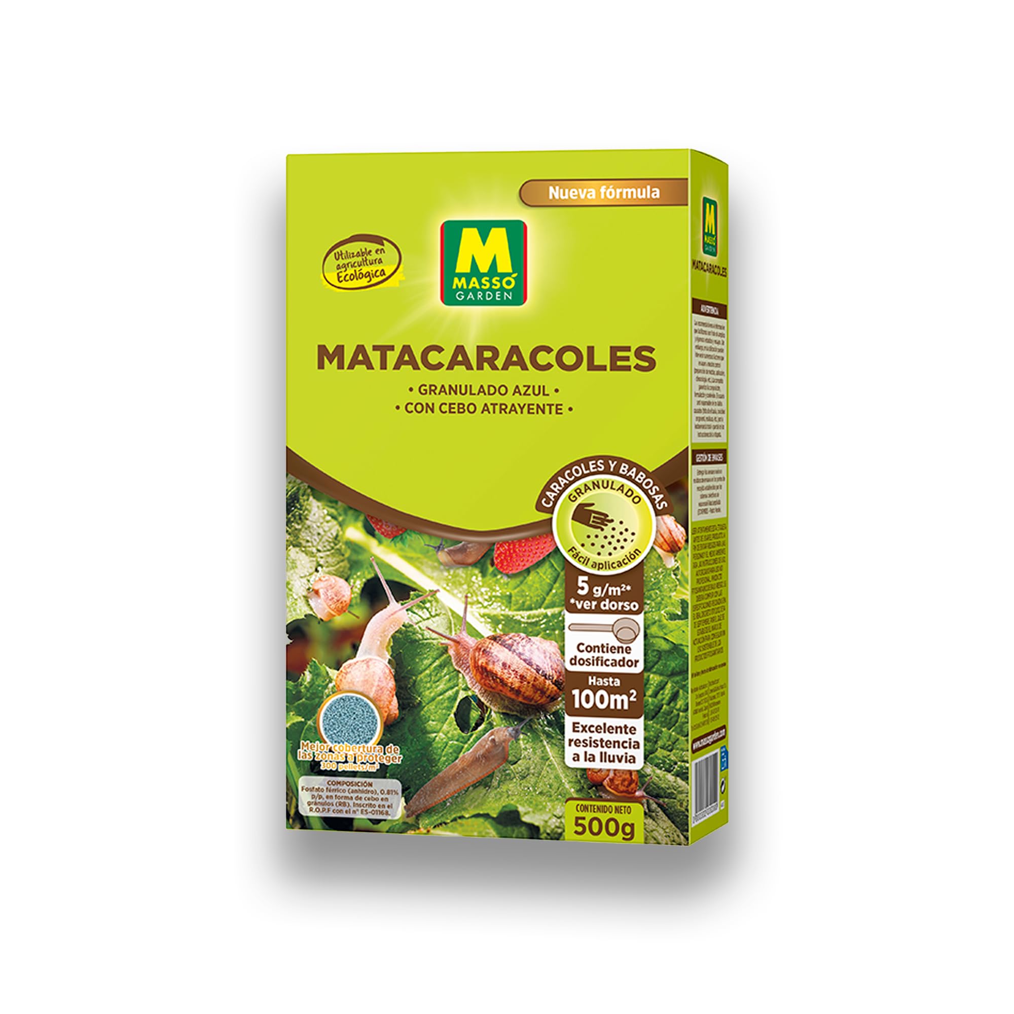 Cebo Granulado Matacaracoles para Eliminar Caracoles y Babosas de 500 G ECOLÓGICO para 100 m2 | Excelente Resistencia a la Lluvia | Granulado Azul con Cebo Atrayente | Nexum Market