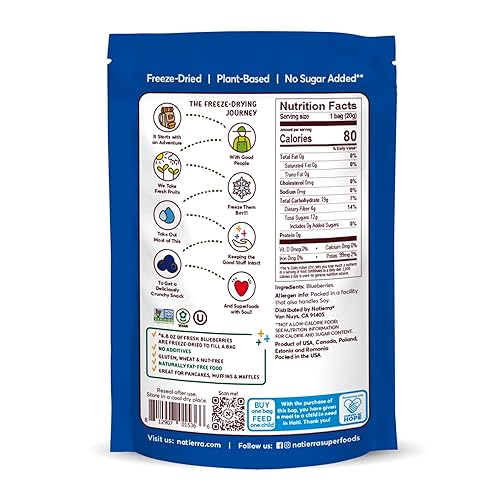 Miniatura 2 de NATIERRA Arándanos liofilizados prémium  Arándanos veganos y sin OMG  0.7 onzas (paquete de 1)