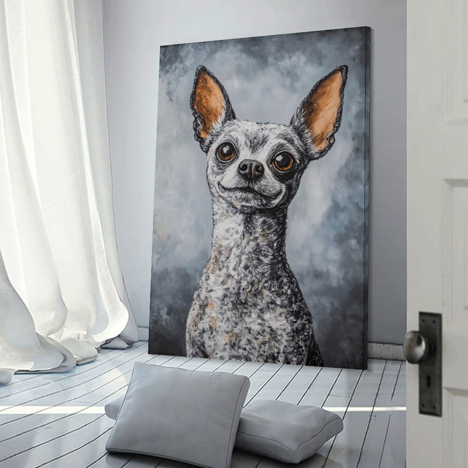 Junmoney Chihuahua Portrait Home Decor Wall Art, 20x30inch(50x75cm), for Home, Office, Studio Or Guest Room, An Adaptable Decor Piece for Home Use