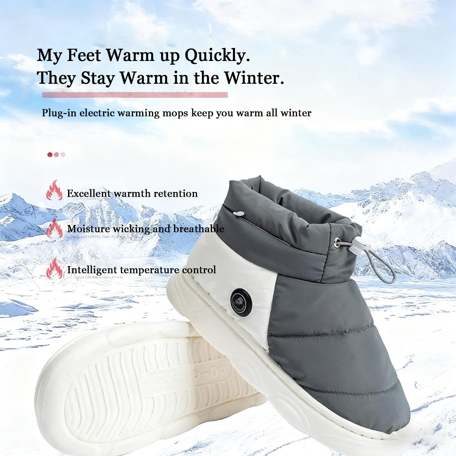 Botas térmicas recargables para hombres y mujeres, botas cálidas de invierno, para parejas, calentadores de pies, zapatos USB, batería de 4000 mAh con 3 niveles de calefacción, zapatos de calefacción