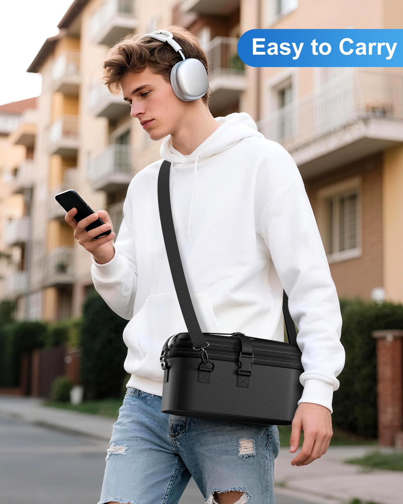 ProCase Housse Double Couche pour Nintendo Switch 2 2025 7.9", Grand Sac de Transport pour Console Switch 2 et ses Accessoires Complets, Étui Rigide de Voyage, Design Détachable avec Bandoulière -Noir