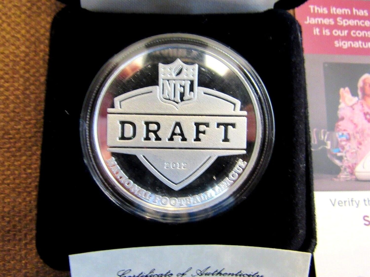 2012 Official Nfl Draft Coin Signed Auto Terrell Owens Lavar Arrington Jsa - NFL Photomints and Coins