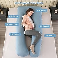Vista 4 de Amagoing - Almohada de embarazo refrescante para dormir, almohada de maternidad en forma de U de cuerpo completo para mujeres con dolor de cadera