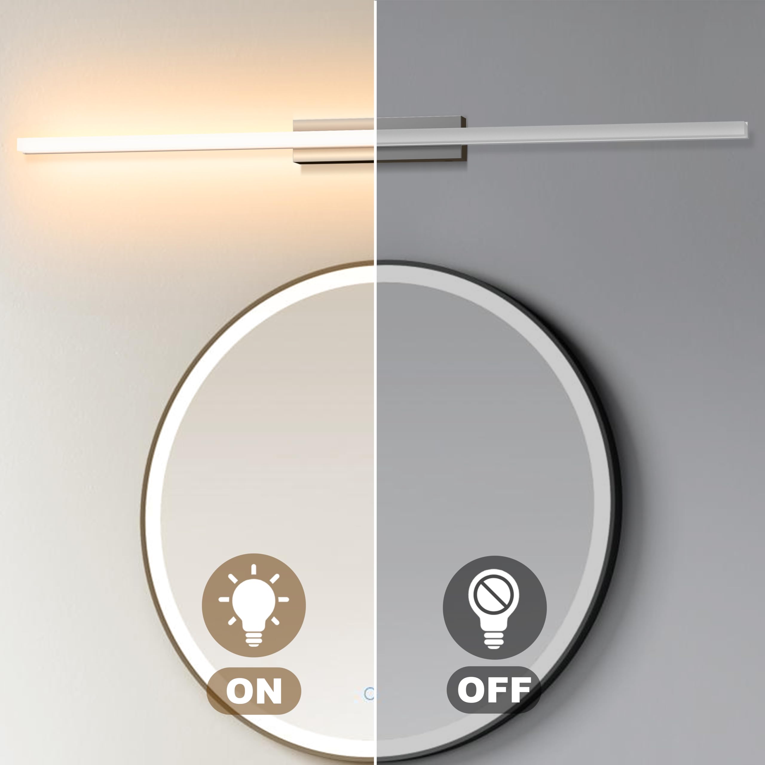 LED Spiegelleuchte Bad IP44 3000K/4000K/6000K 60CM 10W Spiegellampe | Edelstahlsockel, Acrylschirm, Flimmerfrei, CRI>85, Energieeffizient, Modernes Design für Badezimmer, Waschtisch, Schrank