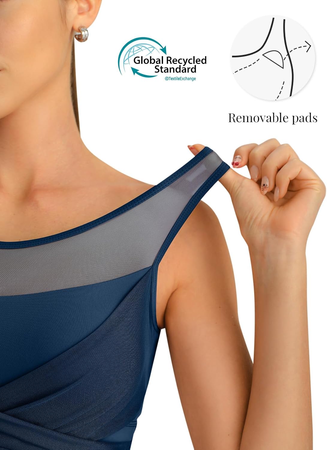 BERLOOK Womens Crop Tank Tops with Built in Bras Breathable Wrap Ruched Athletic Workout Yoga Sleeveless Gym Tops