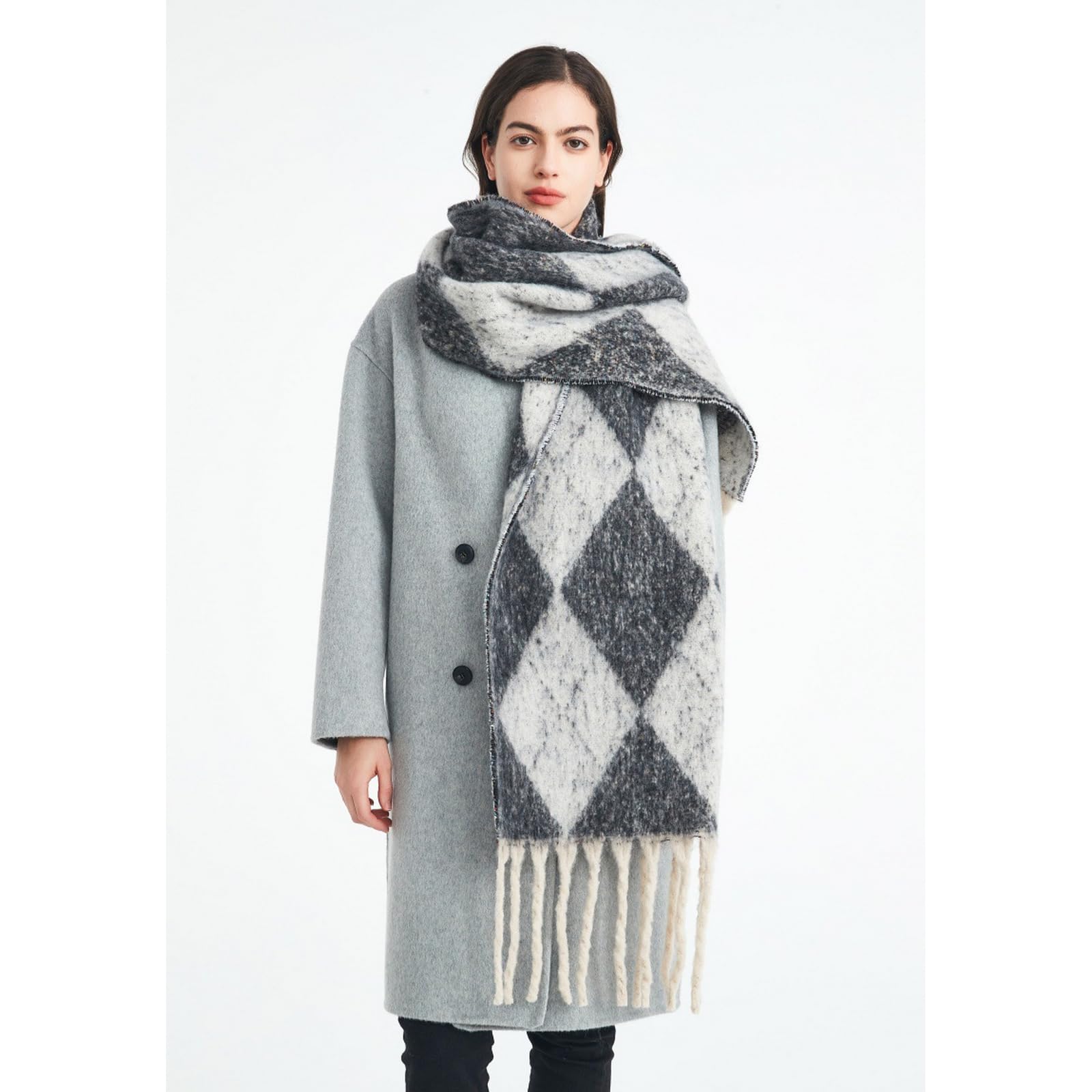 Foulard Donna Scaldacollo Da Caldo E Alla Moda Con Nappa Jacquard Per L'autunno Inverno