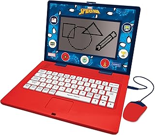 Spider-Man, Bilingual and Educational Laptop SPANISH/ENGLISH, Toy for Children, 170 Activities to Learn, Play Games and Music, Large Screen, Blue/Red, JC599SPi2