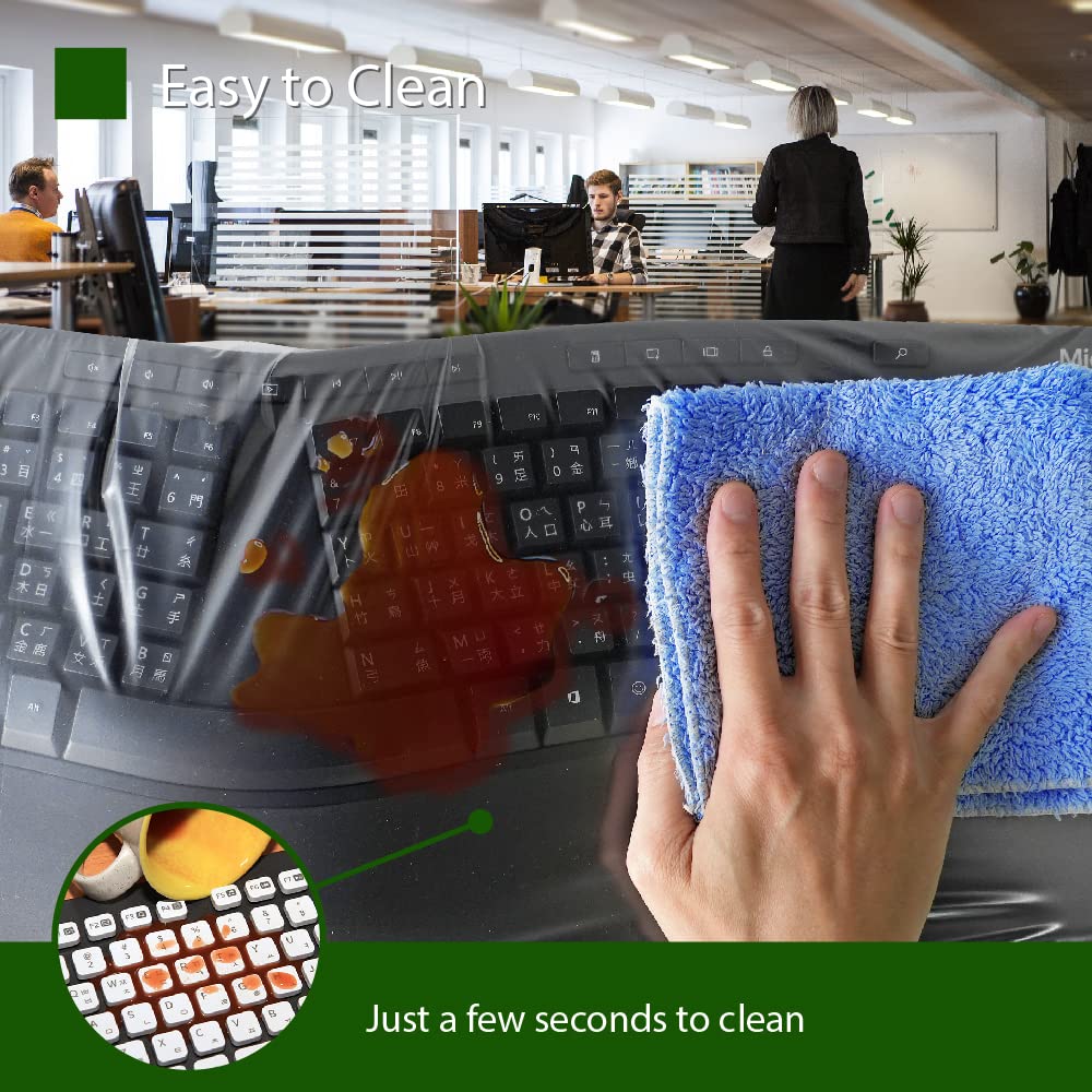 Green Onions Supply[3 Pack] Universal Large Fully Covered Flat Style 0.025mm Wipeable Superb Tactile Feeling Waterproof Anti-Dust Keyboard Cap Cover for Desktop Keyboard with Numeric Hospital