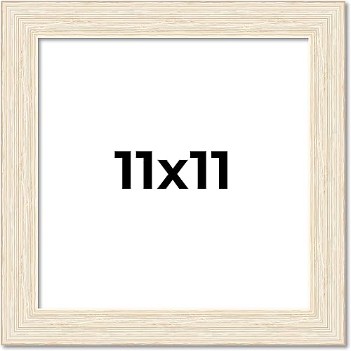 11x11 Frame White Real Wood Picture Frame Width 1.5 Inches  Interior Frame Depth 0.5 Inches  Barn White Distressed Photo Frame Complete with UV