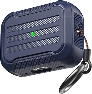 AhaStyle Rugged AirPods Pro 2 Case Cover (USB-C/Lightning Cable) Shockproof Hard-shell Protective Case Cover Compatible with AirPods Pro 2nd Gen 2023/2022 Charging Case (Deep Blue)