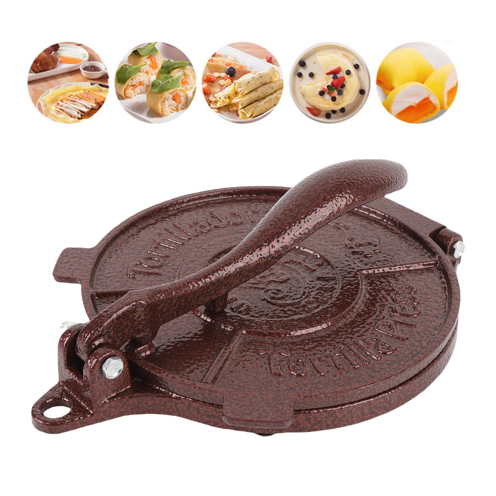 Mumusuki Tortilla Press 27 Cm, Fabricante de Tortillas de Hierro Fundido con Manual de Servicio Pesado Tortilleria Pataconera para Empanadas, Panes Planos, Arepas, Tostones