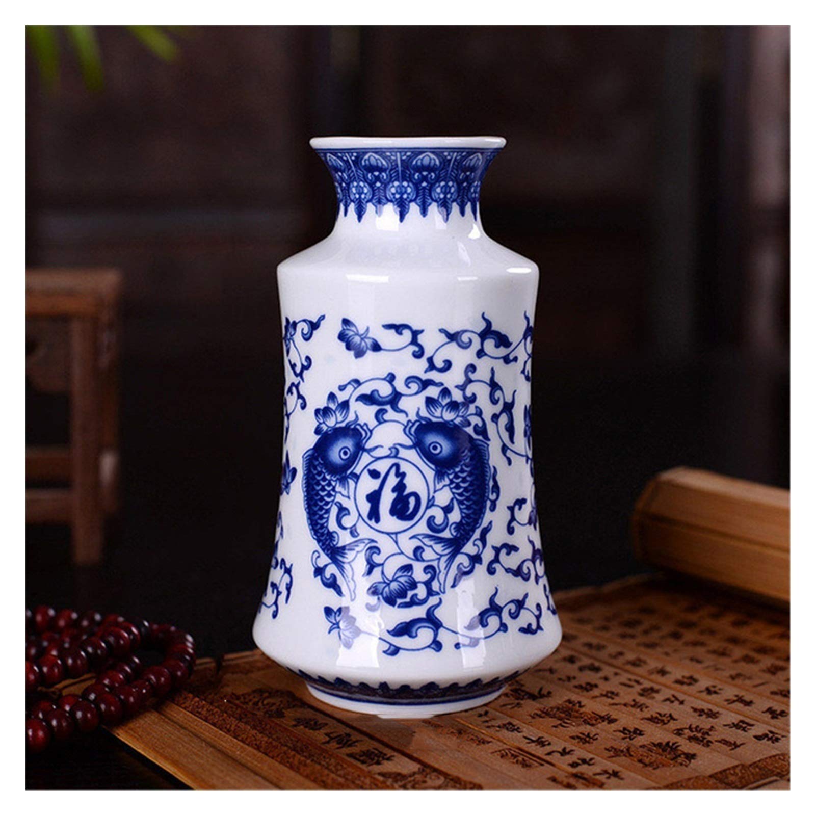 asdchZen Vases Vintage Home Decor Ceramic Flower Vases For Homes Antique Traditional Chinese Blue And White Porcelain Vase For Flowers Vases For Decor,M