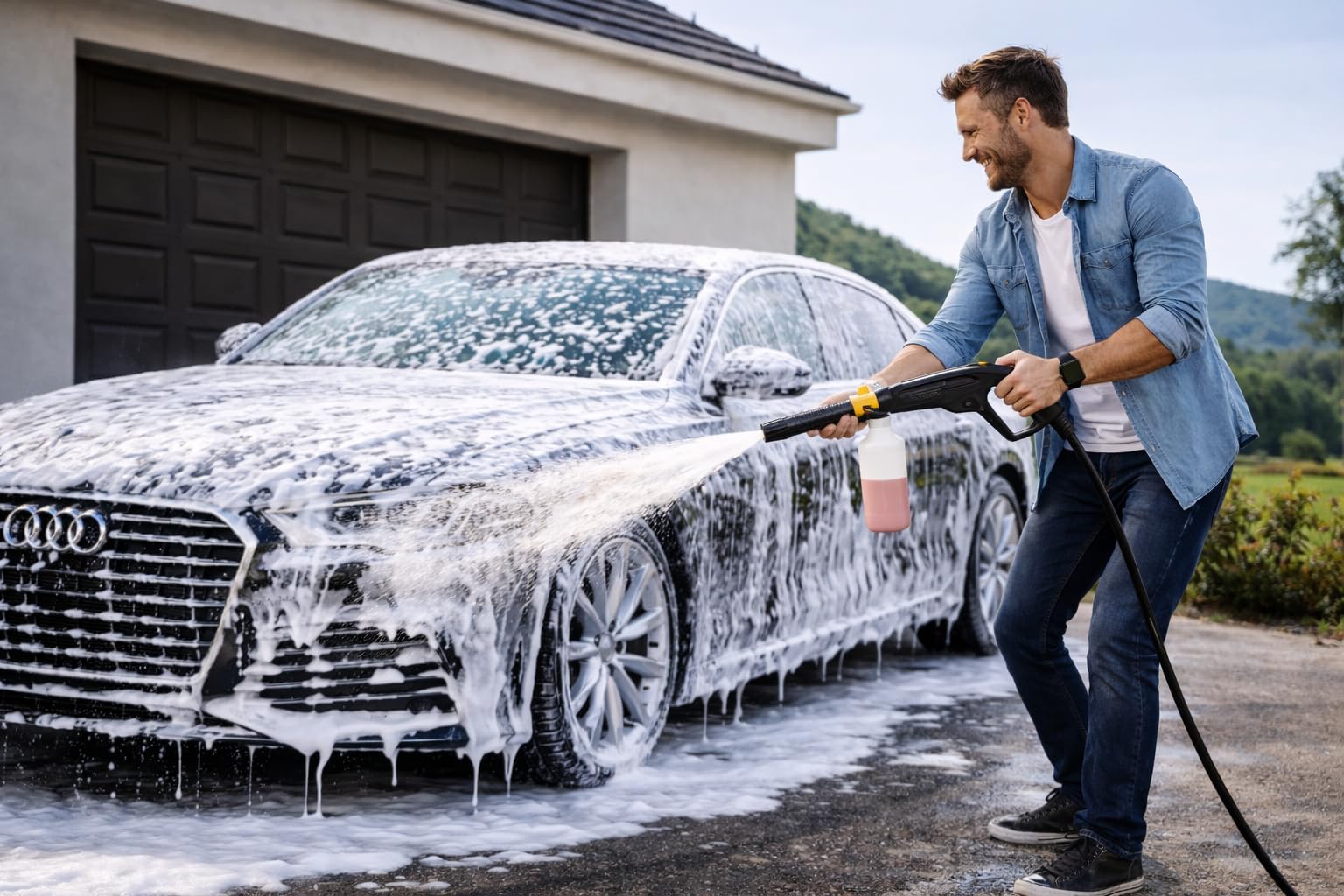 Dellwing Pre Clean Snow Foam Konzentrat 5 l, CoconutDeam-Geruch, Auto Vorwäsche Shampoo ph-neutral, Schaumreiniger für Autowäsche und Autopflege außen, Made in Germany | Auto Vorwäsche Shampoo pH neutral, Schaumreiniger für Autowäsche und Autopflege außen