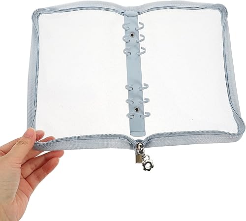 Miniatura 2 de Operitacx Carpeta A5 para carpeta de presupuesto A5, 6 anillas, cubierta transparente para cuaderno de hojas sueltas, planificador de libros en