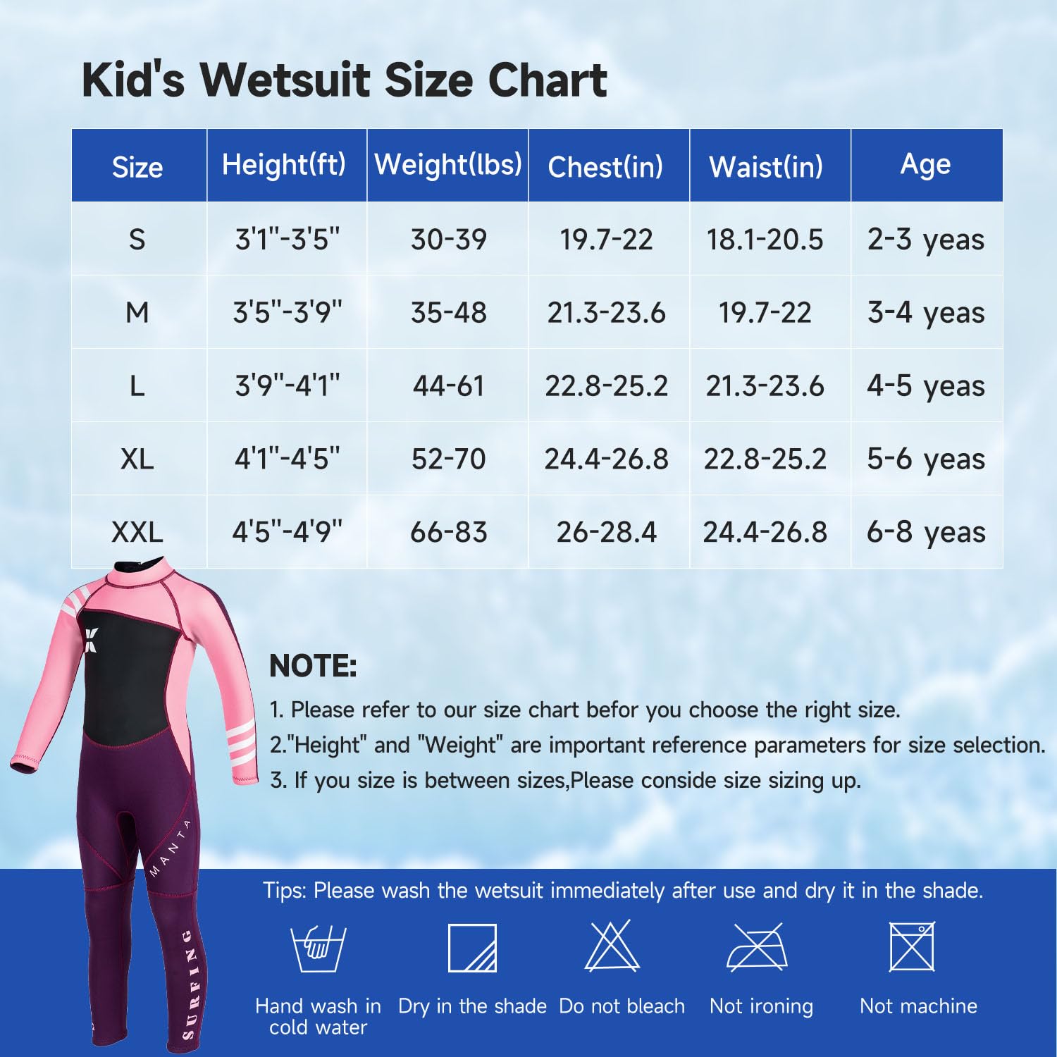Kinder-Neoprenanzug, 2,5 mm, UV-Schutz, hält warm, langärmelig, zum Schwimmen, Tauchen, Tauchen