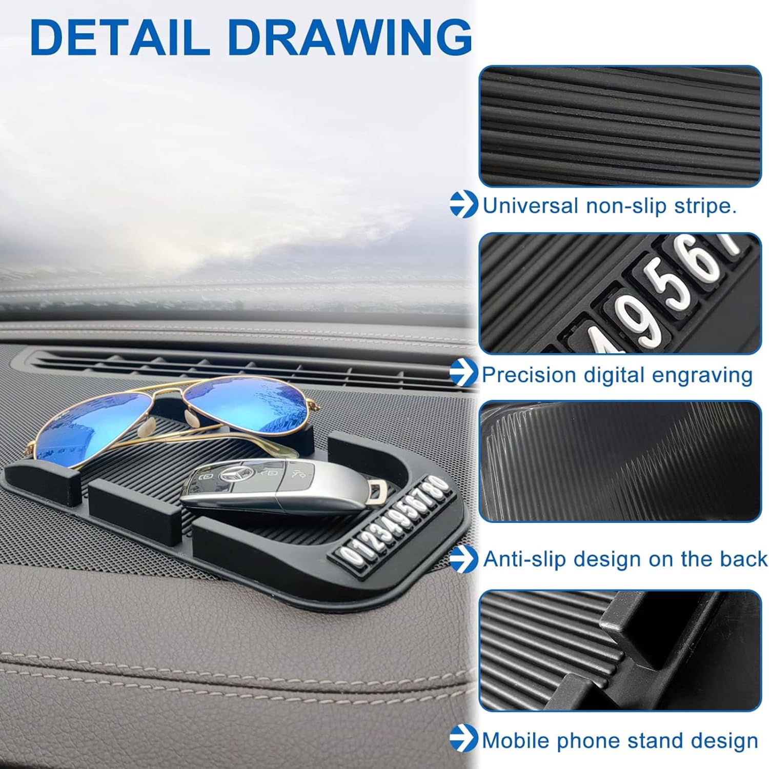 Tappetino Antiscivolo In Silicone Per Auto | Supporto Universale Per Telefono E GPS - 3