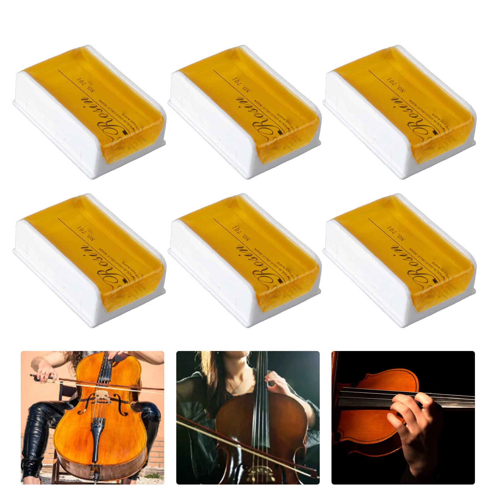 VGEBY 6Pcs Premium Adhesion Violin String Rosin, Light, Low Dust, Ideal for Violin Viola, Cello (Yellow) - Image 4