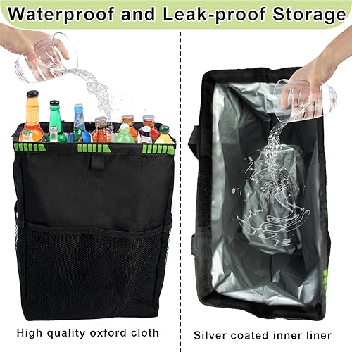 Miniatura 4 de 2 cubos de basura para automóvil de 4.2 galones, cubo de basura plegable a prueba de fugas con 4 bolsillos, organizador automático portátil con 2