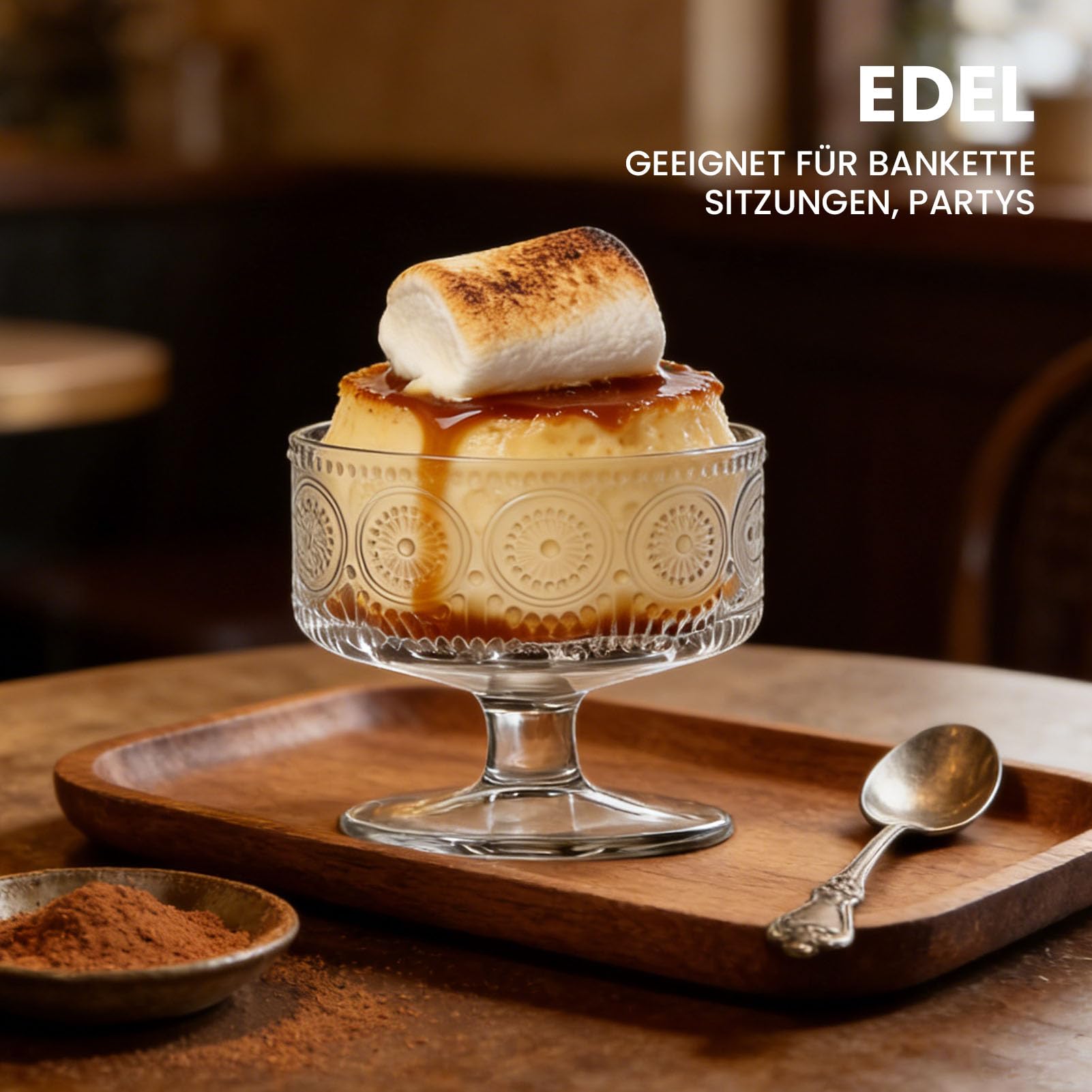 6 ciotole da dessert in vetro, per gelato, gambo corto, girasole, gamberetti, bicchieri da cocktail, antipasti, macedonia, budino, ciotole da cocktail con piede (n. T1808)