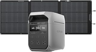 EF ECOFLOW Delta 3 Plus Portable Power Station with 160W Solar Panel 1024Wh | Full Charge in 56 Min, 1800W ...