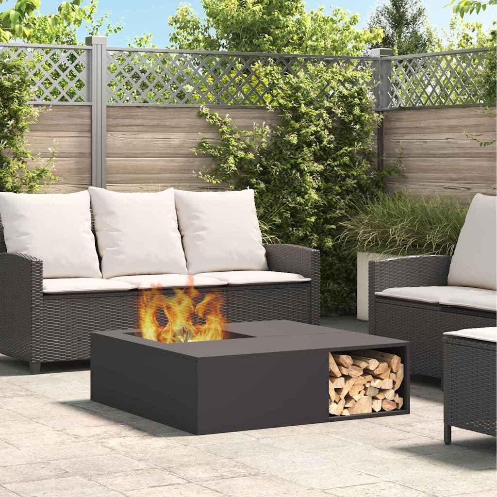 vidaXL Feuerstelle Schwarz 100 x 100 x 30 cm Wetterfeststahl | Aus kaltgewalztem Stahl gefertigt, Ideal für den Außenbereich, Maße 40 x 40 x 15 cm