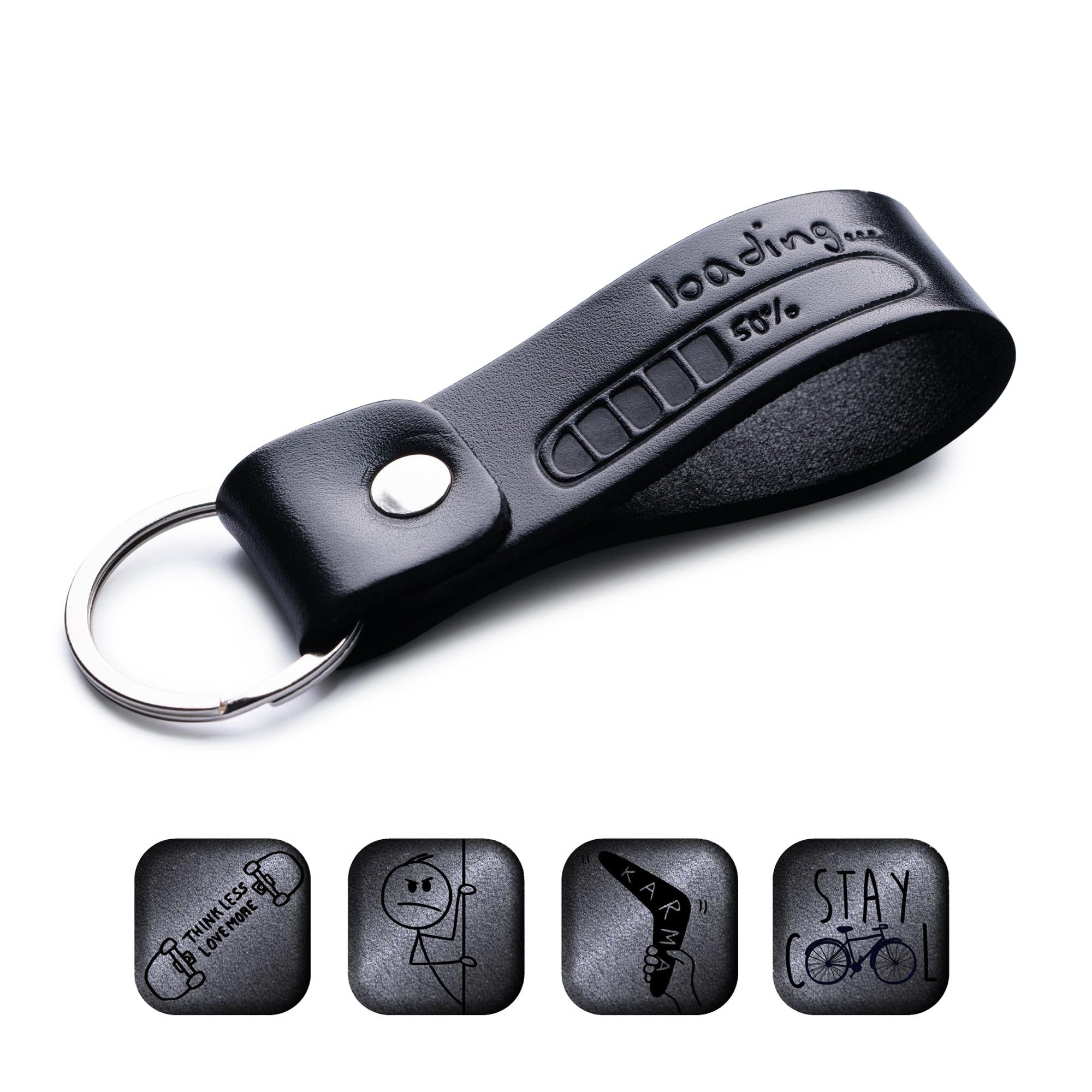 MAGOR Leather Keychain Favorite for Men, Keyring Gift for Women & Men, Birthday & Anniversary, Full Grain Leather (Loading)