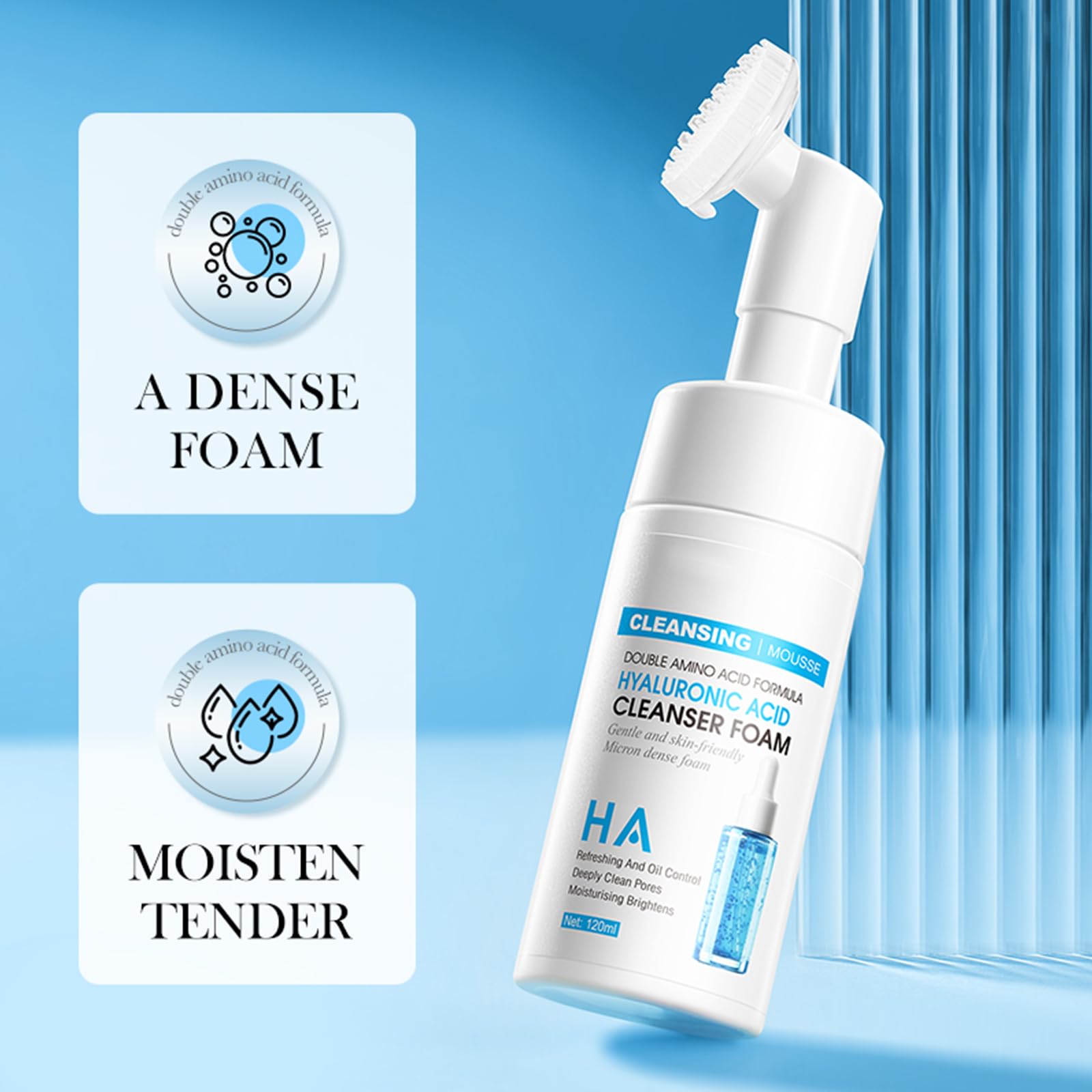Mousse detergente, schiuma detergente fine organica, cosmetici naturali Schiuma detergente per il viso Schiuma detergente idratante per il viso