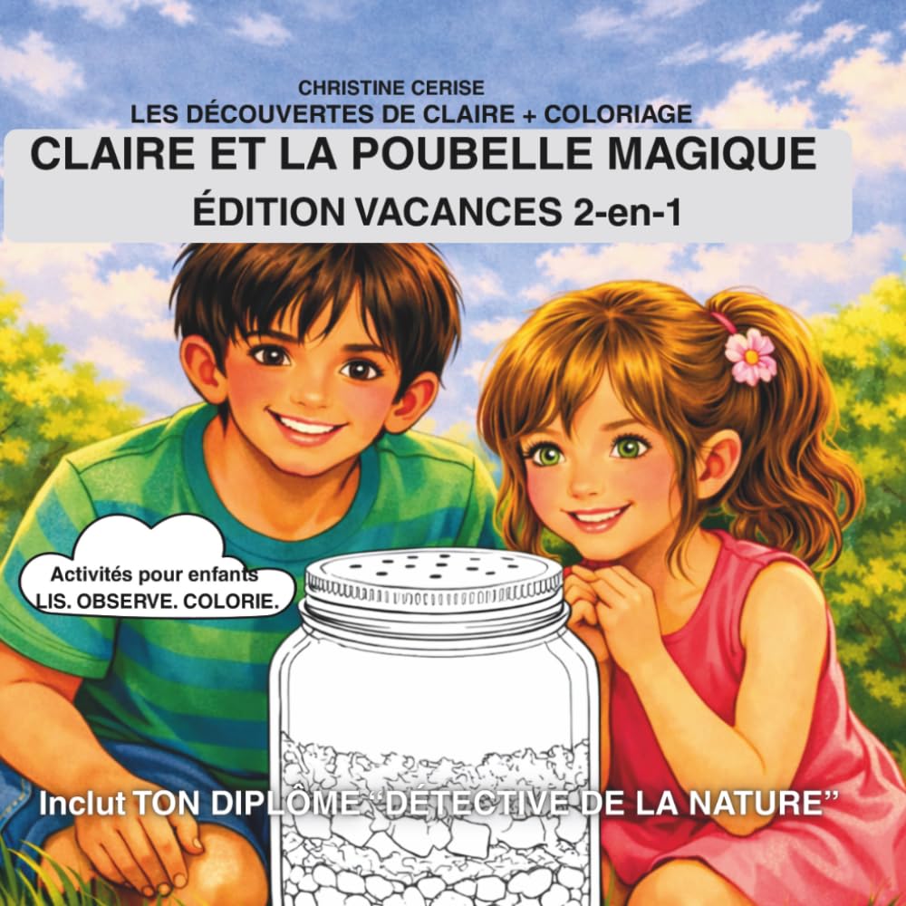 CLAIRE ET LA POUBELLE MAGIQUE (ÉDITION VACANCES 2-en-1): Activités pour enfants LIS. OBSERVE. COLORIE. (Les découvertes de Claire + coloriage)