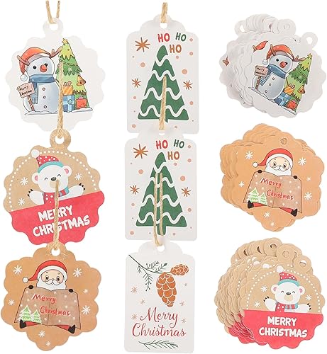 NOLITOY 500 Uds Tarjeta de regalo de papel Regalo de Navidad Conjunto de etiquetas de nombre de Navidad Etiqueta de papel Tarjeta de papel