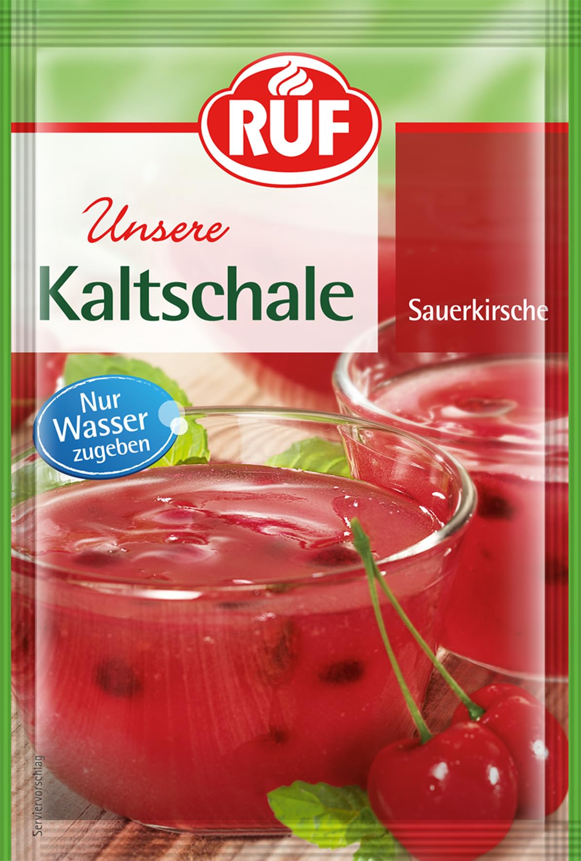 RUF Kaltschale Sauerkirsche, fruchtig erfrischende Nachspeise mit gefriergetrockneten Früchten und Sauerkirsch-Geschmack, glutenfrei, vegan