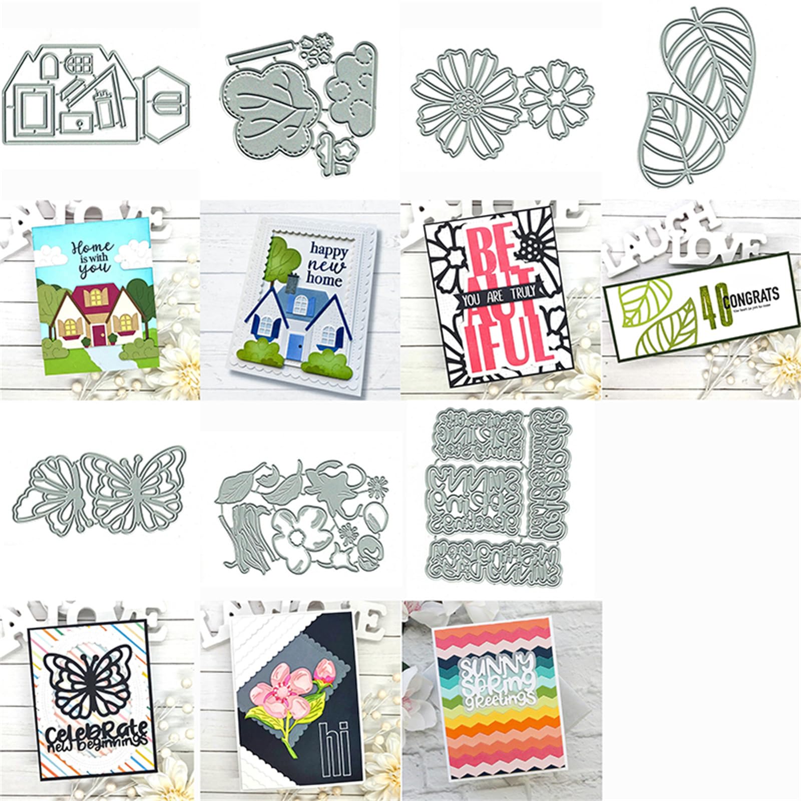 Feuille Matrices de Coupe en Métal, Matrices de découpe pour scrapbooking, Album Photo Bricolage Papier Carte Art Craft Decor